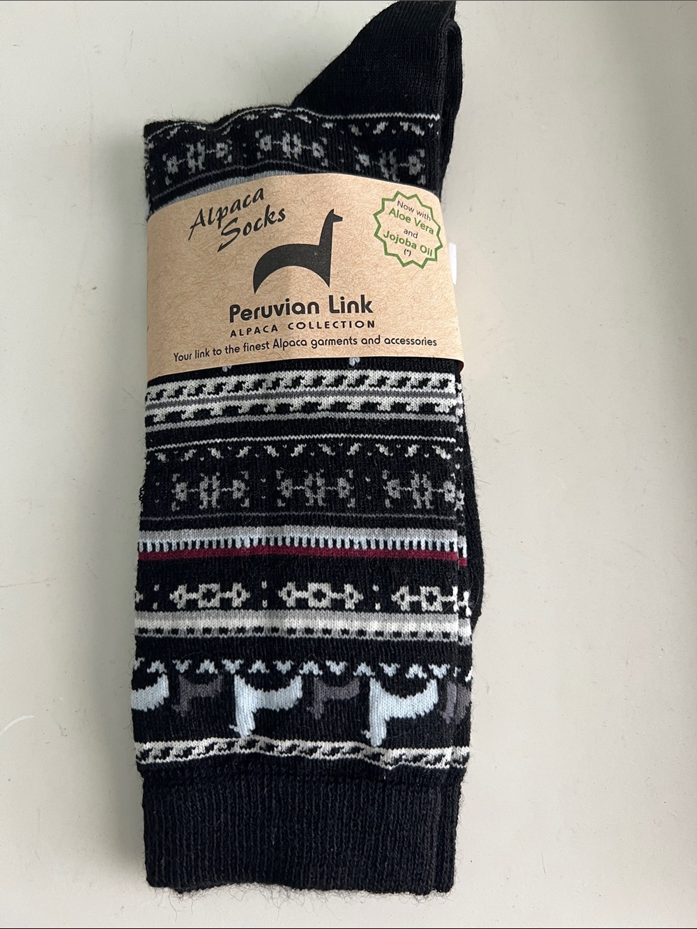 Women’s Alpaca Socks - Black Patterned